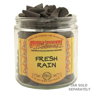 Wild Berry Fresh Rain Incense Cones in clear container, bag of 100, perfect for home decor