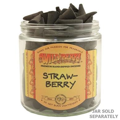 Wild Berry Strawberry Incense Cones in a clear jar, bag of 100, home decor and novelty gift