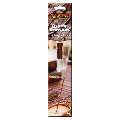 Wild Berry Baking Brownies Incense Pack, 15 sticks with rich cocoa scent, front view on white background