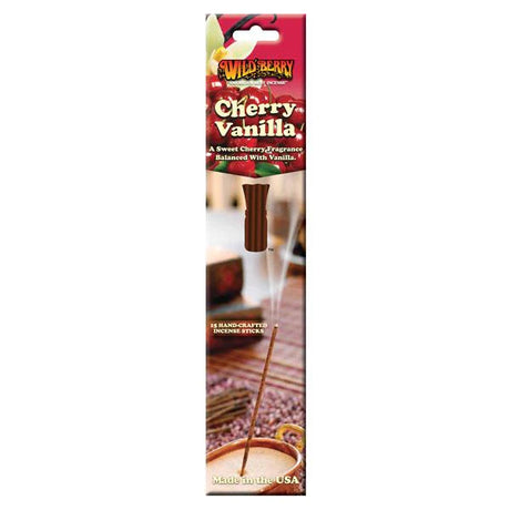 Wild Berry Cherry Vanilla Incense, Pack of 15, Front View on Decorative Background