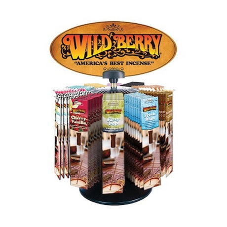 Wild Berry Prepackaged Incense variety pack on display stand with assorted scents