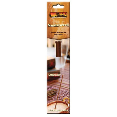 Wild Berry Sandalwood Incense Pack of 15, front view on a decorative background