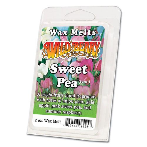 Wild Berry Sweet Pea Wax Melts 2oz pack with floral fragrance notes, front view on white background