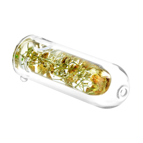 Wild Flower Power Terrarium Glass Hand Pipe - 5.25" with Assorted Flowers - Top View