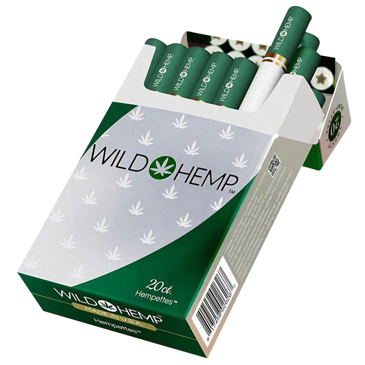 Wild Hemp CBD Hempettes Carton - 10 Pack of pre-rolled smokable hemp cigarettes, USA-made, front view