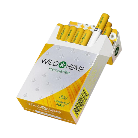 Wild Hemp CBD Hempettes Carton, Pineapple Blaze, 10 Pack, angled view on white background