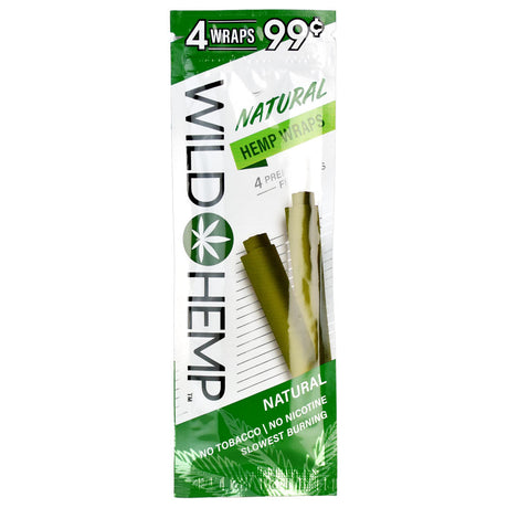 Wild Hemp Natural Hemp Wraps, 4-pack front view on white background, organic, nicotine-free