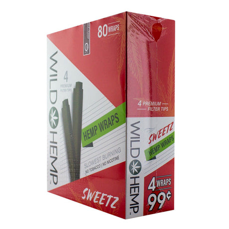 Wild Hemp Hemp Wraps in Sweetz flavor, front view with 4 wraps and premium filter tips.
