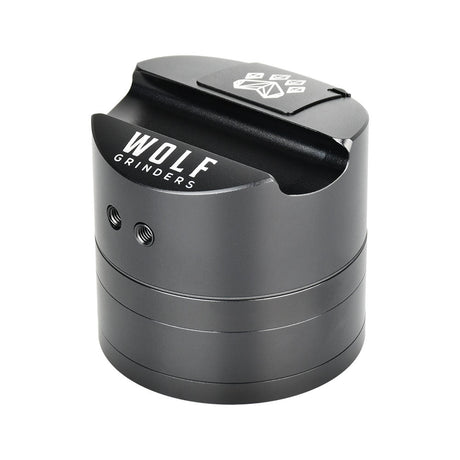 Wolf Grinders Combo Crusher in Black, Portable 4-Part Metal Herb Grinder with Closable Lid, Side View