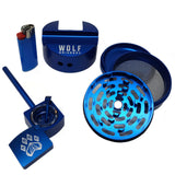 Wolf Grinders Combo Crusher in Blue, Portable All-In-One Kit for Dry Herbs with Magnetic Closure