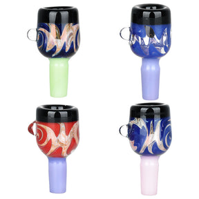 Assortment of Wondrous Wig Wag Herb Slides with 14mm Male Joint in various colors, front view