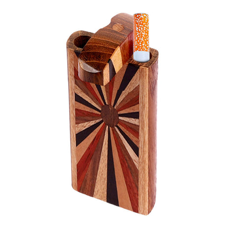 Large Wood Dugout with Horizon Design and One-Hitter, Front View on White Background