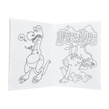 Wood Rocket High AF 2 Adult Coloring Book open to a page with cartoon dinosaurs, 8.5"x11" size