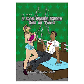 Wood Rocket Adult Coloring Book with fun cannabis theme, portable 8.5"x11" size for easy travel