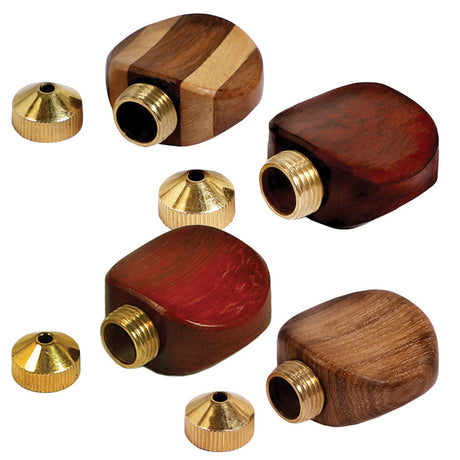 Assorted Wood Smoking Stones with Brass Chambers, Easy to Carry, Multiple Angles Displayed