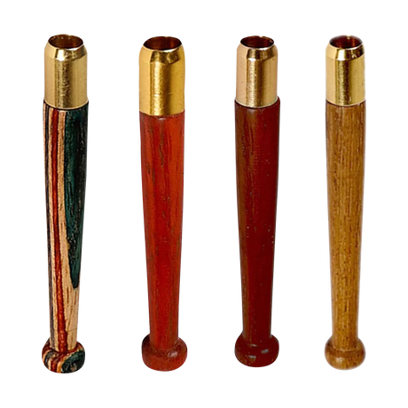 Assorted Wood Taster Bats with Brass Tips, Front View, Ideal for Discreet Use