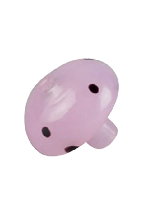 Borosilicate glass mushroom-shaped carb cap in assorted colors for dab rigs, front view.