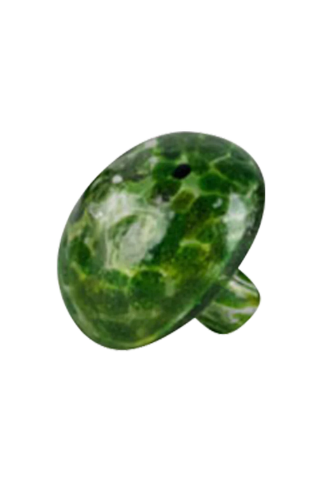 Assorted colors borosilicate glass mushroom carb cap for dab rigs, top view on white background