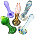 Assorted Borosilicate Glass Spoon Pipes, Worked Style, 3.5" Length, For Dry Herbs - 40 Pack