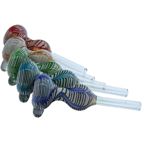 Assorted LA Pipes Wrap-n-Rake Bubble Pull-Stem Slide Bowls for Bongs, Borosilicate Glass