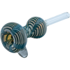LA Pipes Wrap-n-Rake Bubble Pull-Stem Slide Bowl in Teal for Bongs, Borosilicate Glass, Side View