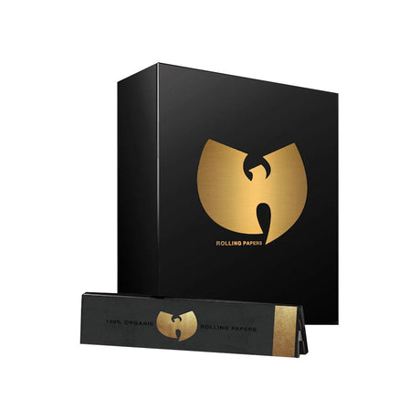 Wu-Tang King Size Slim Hemp Rolling Papers display box with 50 packs, front view on white background