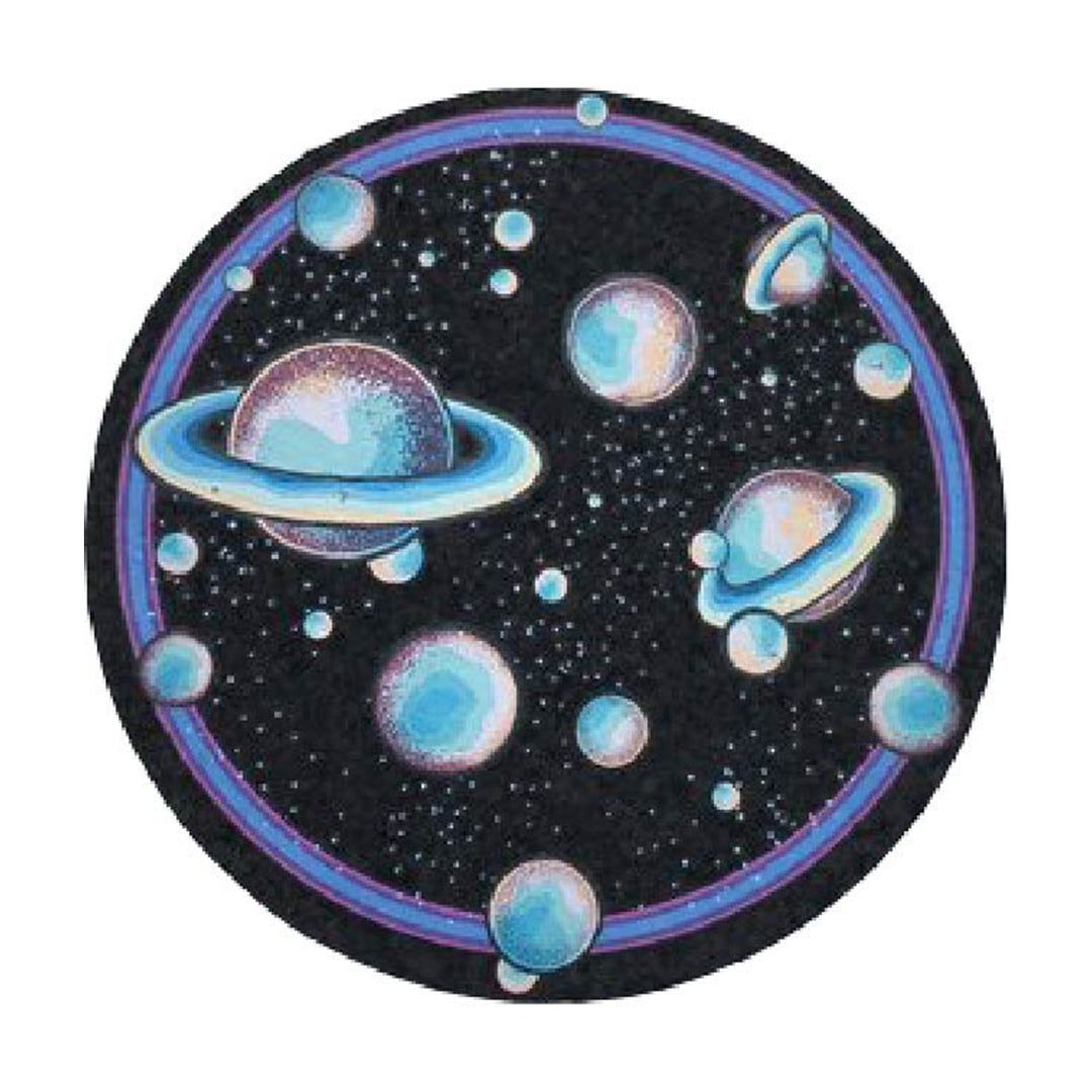 East Coasters 8 inch Dab Mat featuring cosmic planet design, top view on white background