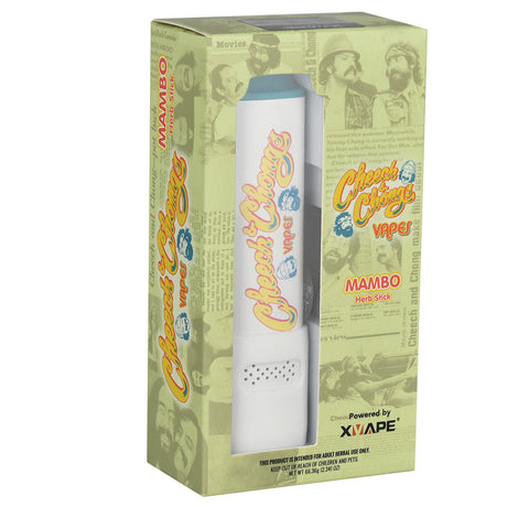 XVape Mambo Cheech and Chong Dry Herb Vaporizer in packaging, portable steel design with 1000mAh battery