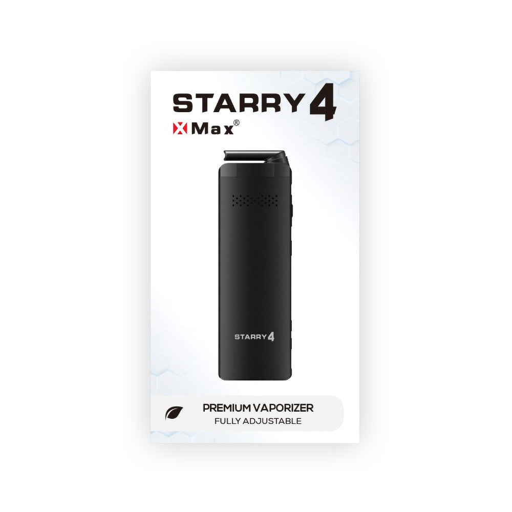 XVape XMAX Starry 4.0 Dry Herb Vaporizer in Black, 2550mAh, front view on white background