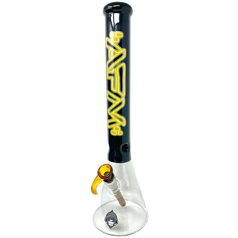 AFM 18" Neon Lights Sleeve Beaker Bong in Golden Yellow with 14mm Female Joint