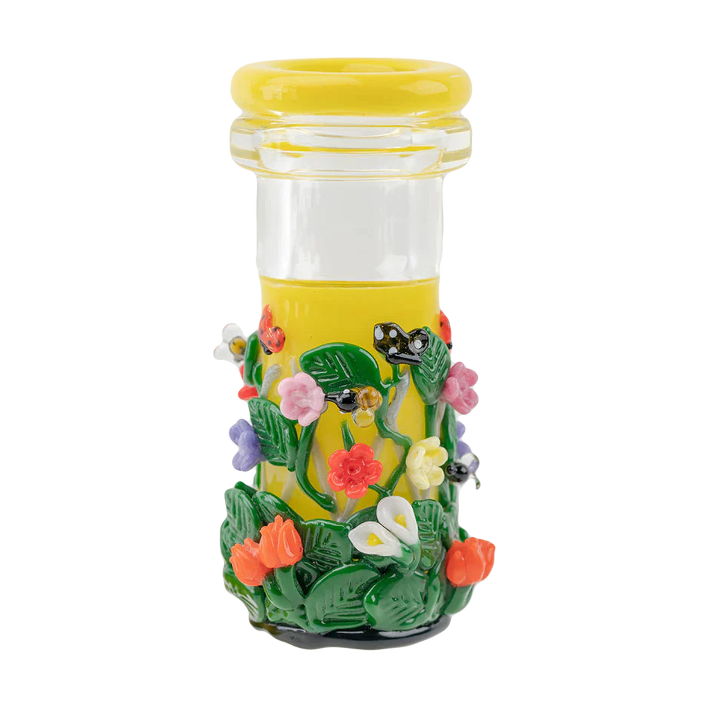 Empire Glassworks Sunshine Garden Beaker Water Pipe with colorful floral design, front view on white background