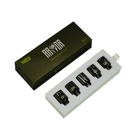 Yocan Armor 5-pack replacement quartz dual coils for vaporizers, portable e-nail design, top view