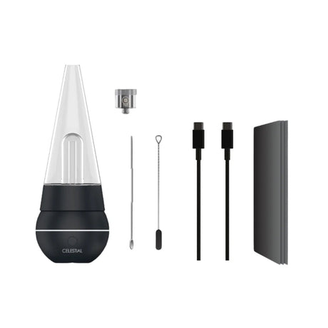 Yocan Celestial E-Rig in Black with accessories, 2500mAh battery, portable design, front view