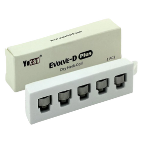 Yocan Evolve-D Plus Dry Herb Coils 5-Pack on white, compact design for easy travel