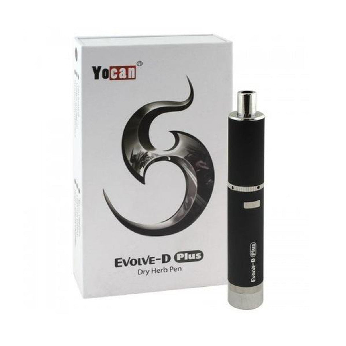 Yocan Evolve-D Plus Dry Herb Vaporizer in Black with 1100mAh Battery - Front View with Box