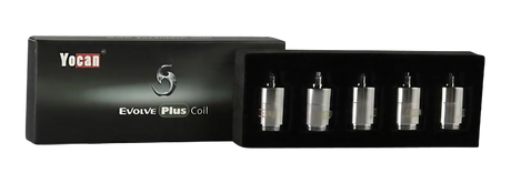 Yocan Evolve Plus Ceramic Donut Coils 5-Pack for vaporizers, front view on black background