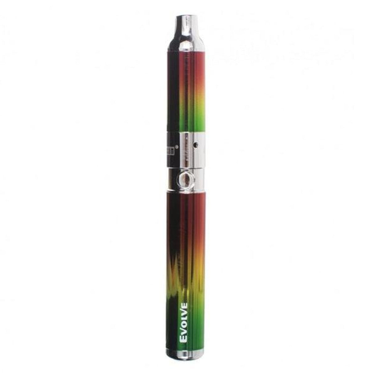 Yocan Evolve Vaporizer in Rasta design, portable dab/wax pen with 650mAh battery, front view