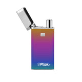 Yocan Flick 2-in-1 Vaporizer in Rainbow, Front View with Flip-Top Lid Open, Portable Design