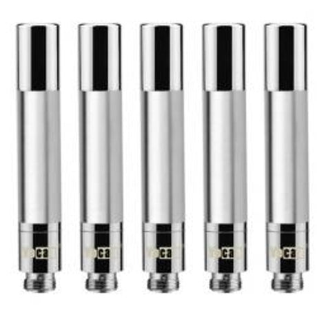 Yocan Hive 2.0 silver 5-pack atomizer/cartridge set for oil concentrates, front view