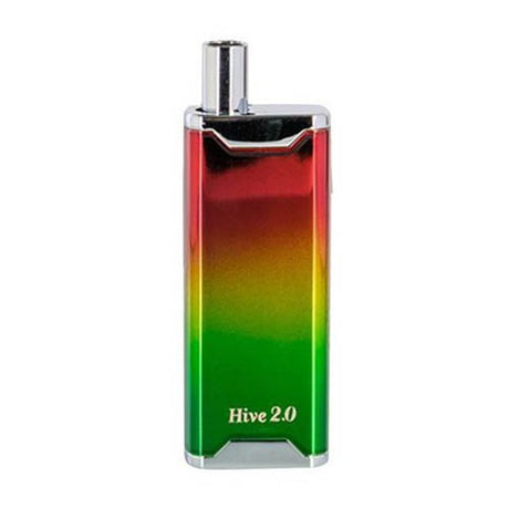 Yocan Hive 2.0 Vaporizer in Rasta colors, front view on a white background, compact design with 650mAh battery