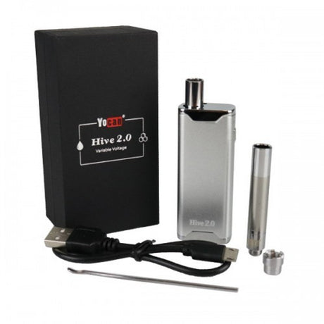 Yocan Hive 2.0 Vaporizer in Silver with 650mAh Battery and USB Charger, Portable Design