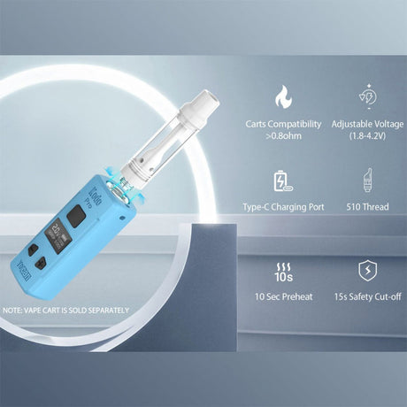 Yocan Kodo Pro 510 Box Mod in blue, 400mAh with 10s preheat feature and digital display