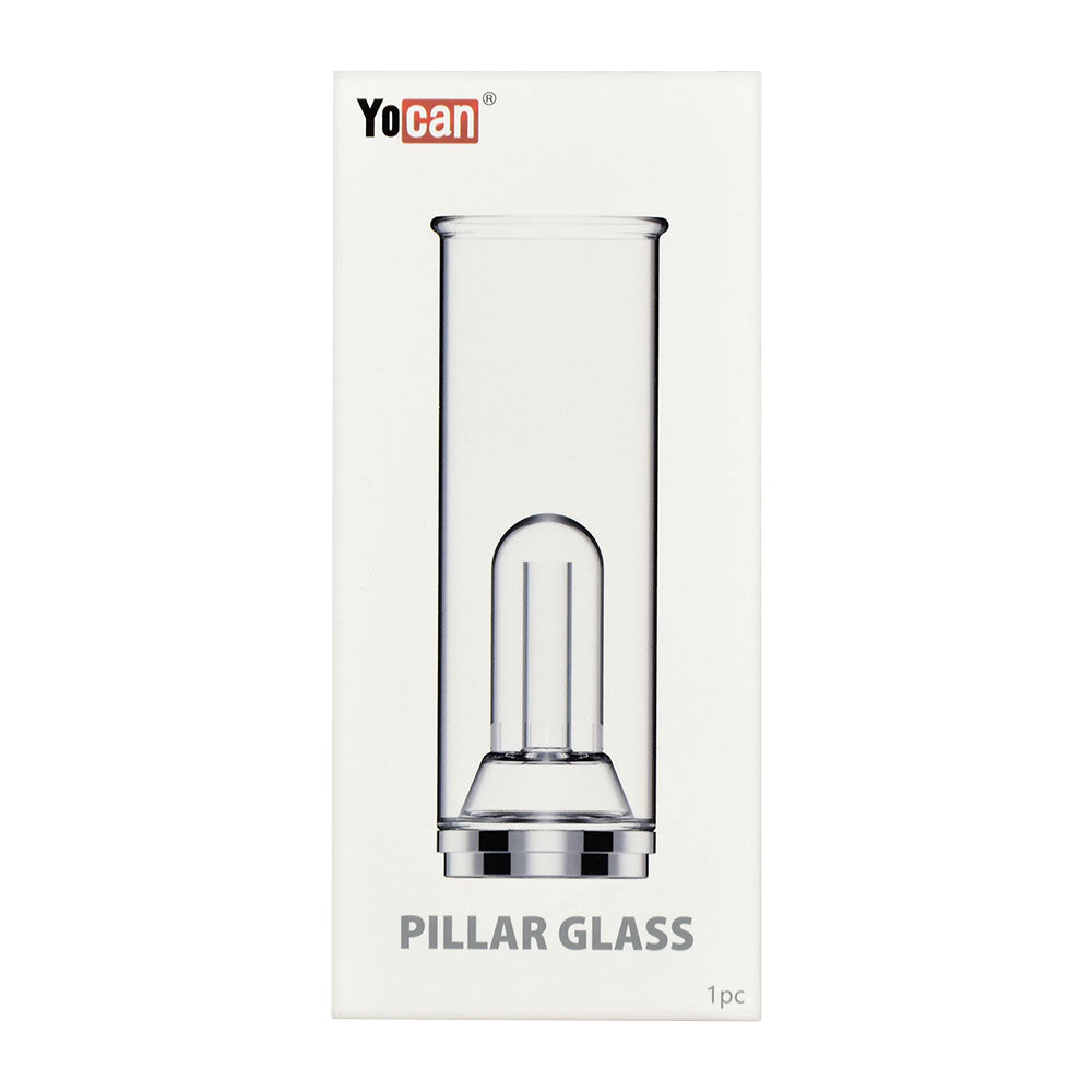 Yocan Pillar Replacement Glass Mouthpiece for E-Rigs, clear borosilicate glass, front view on white background