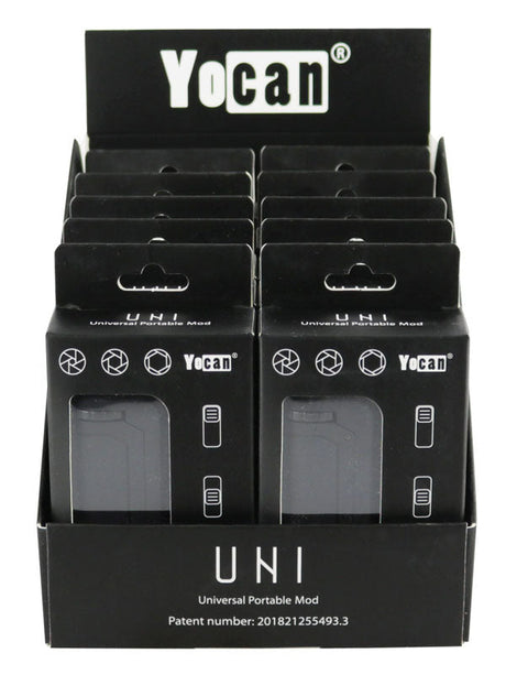 Yocan UNI Box Mod 12pc display with 650mAh battery, compact design, front view