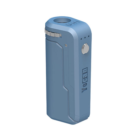 Yocan UNI Portable Box Mod in Blue, compact battery for vaporizers, side view on white background