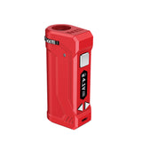 Yocan UNI Pro Box Mod in vibrant red with digital display, portable design, side view