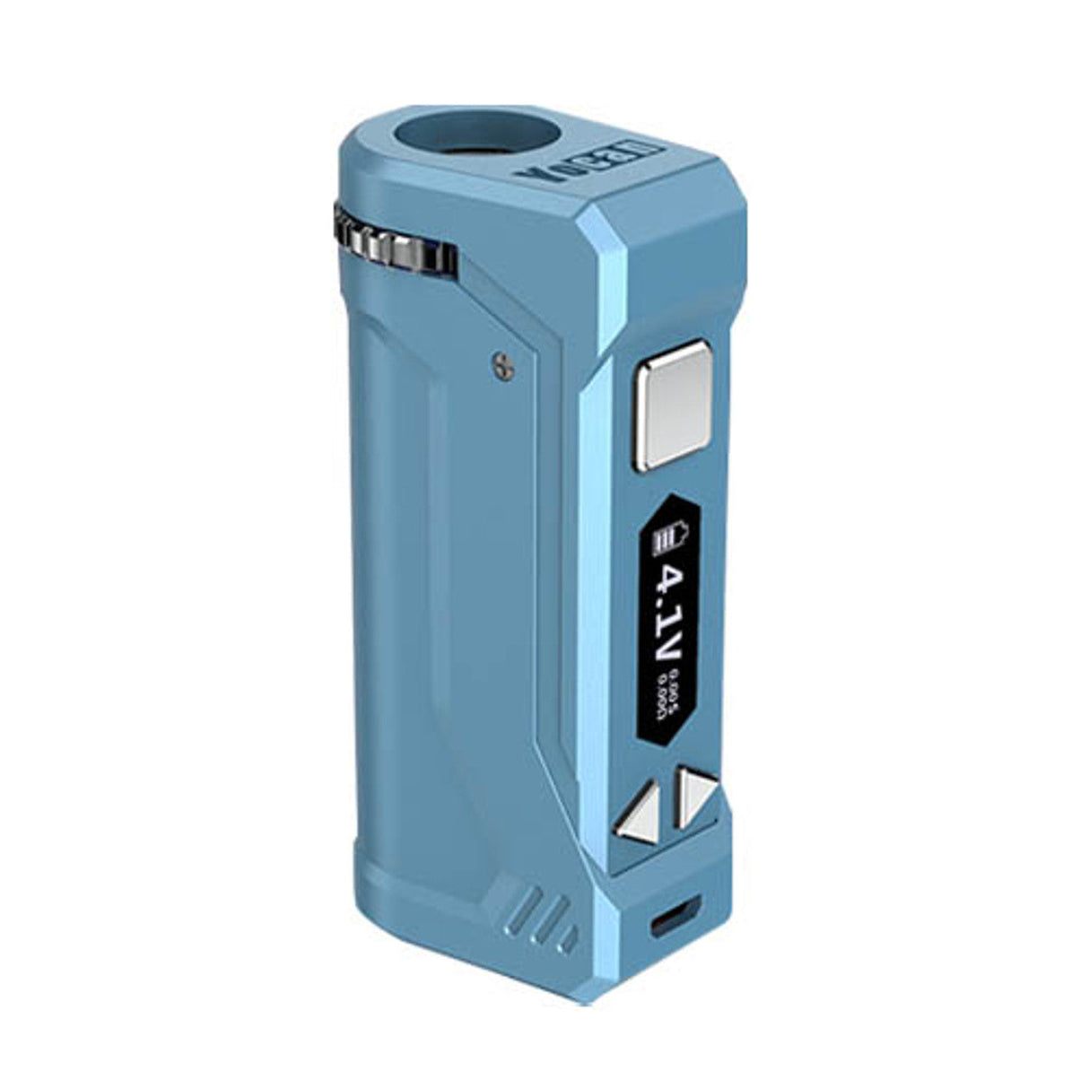 Yocan UNI PRO Box Mod in Airy Blue, 650mAh Battery, Portable for Vaporizers, Side View