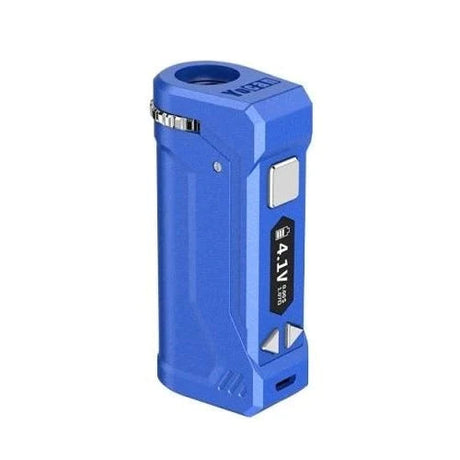 Yocan UNI PRO Box Mod in Dark Blue, 650mAh battery, portable design, front view on white background