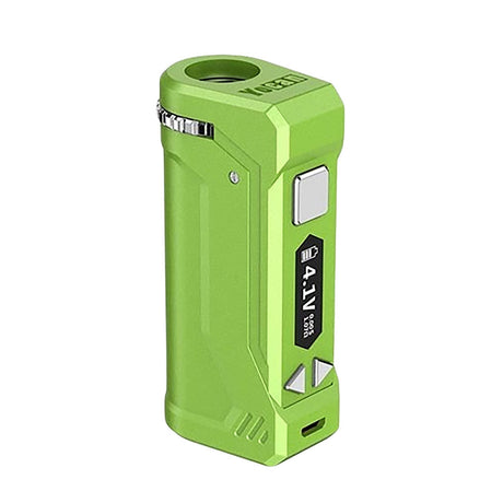 Yocan UNI Pro Universal Vaporizer in green, compact design with digital display, 650mAh battery, front view