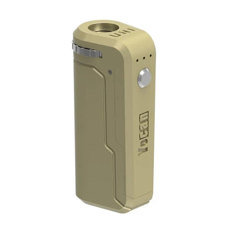 Yocan UNI Box Mod in Matte Gold, side view, portable 650mAh battery for vaporizers
